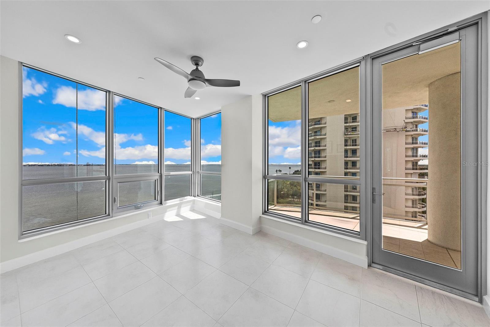 Corner Den/Office with sunset terrace and Bayshore views