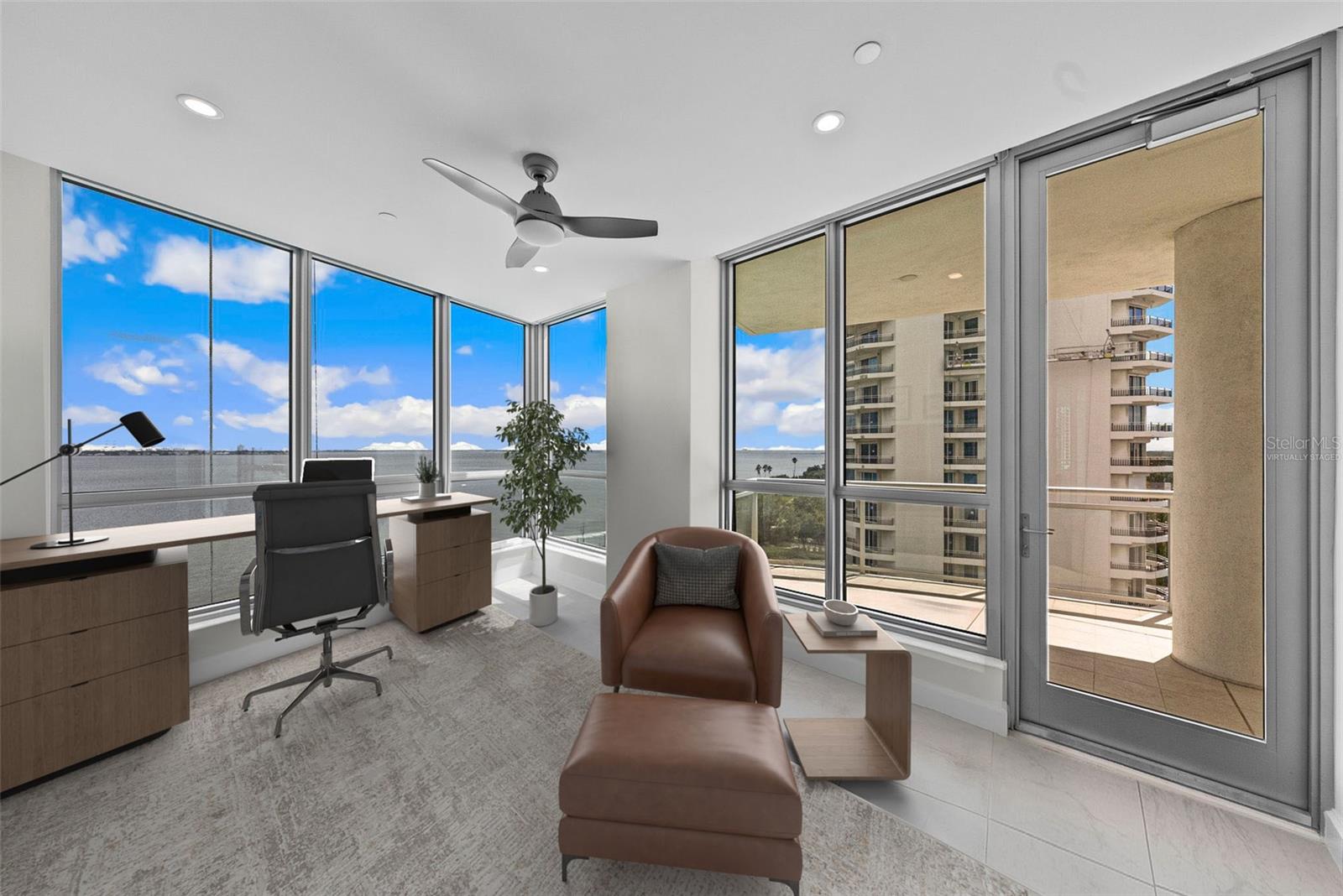 Virtually staged den/office