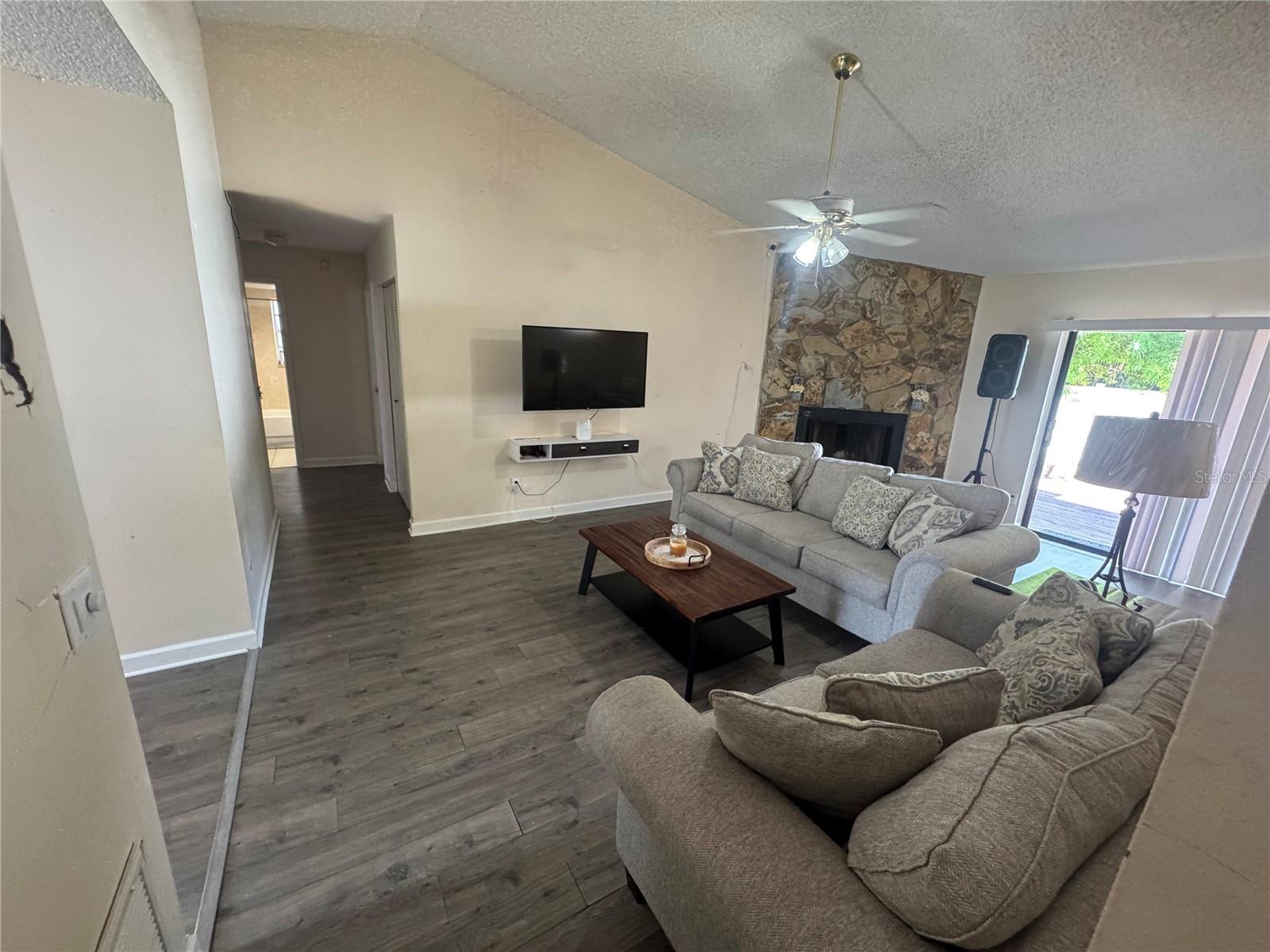 living room with fireplace