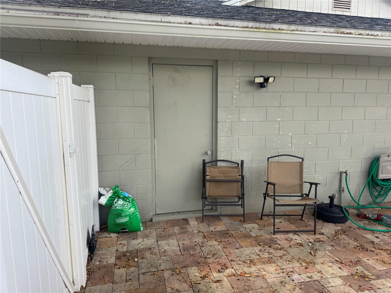Garage door from the efficiency pation side