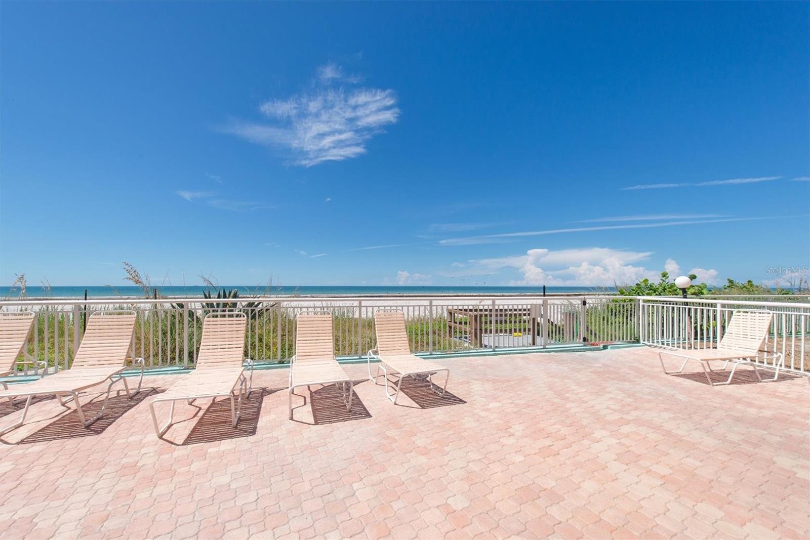 Pool seating with Gulf views