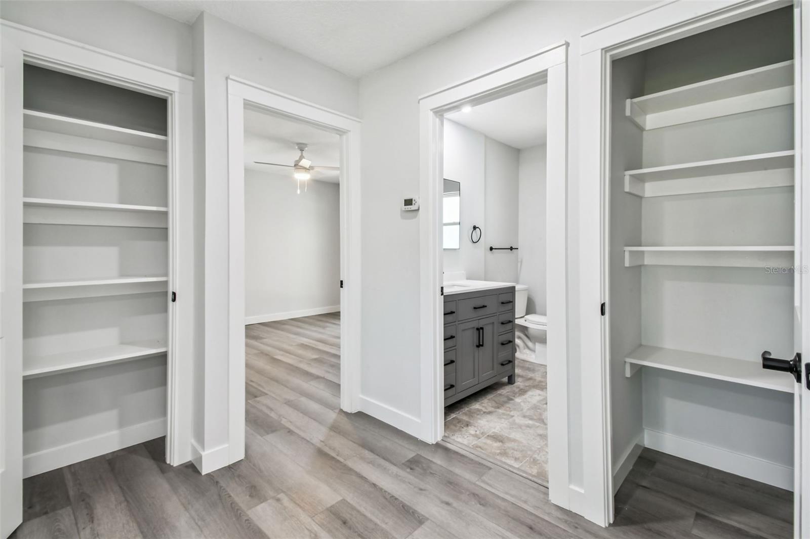 Plenty of closet space smartly located near guest bedrooms and 2nd bath