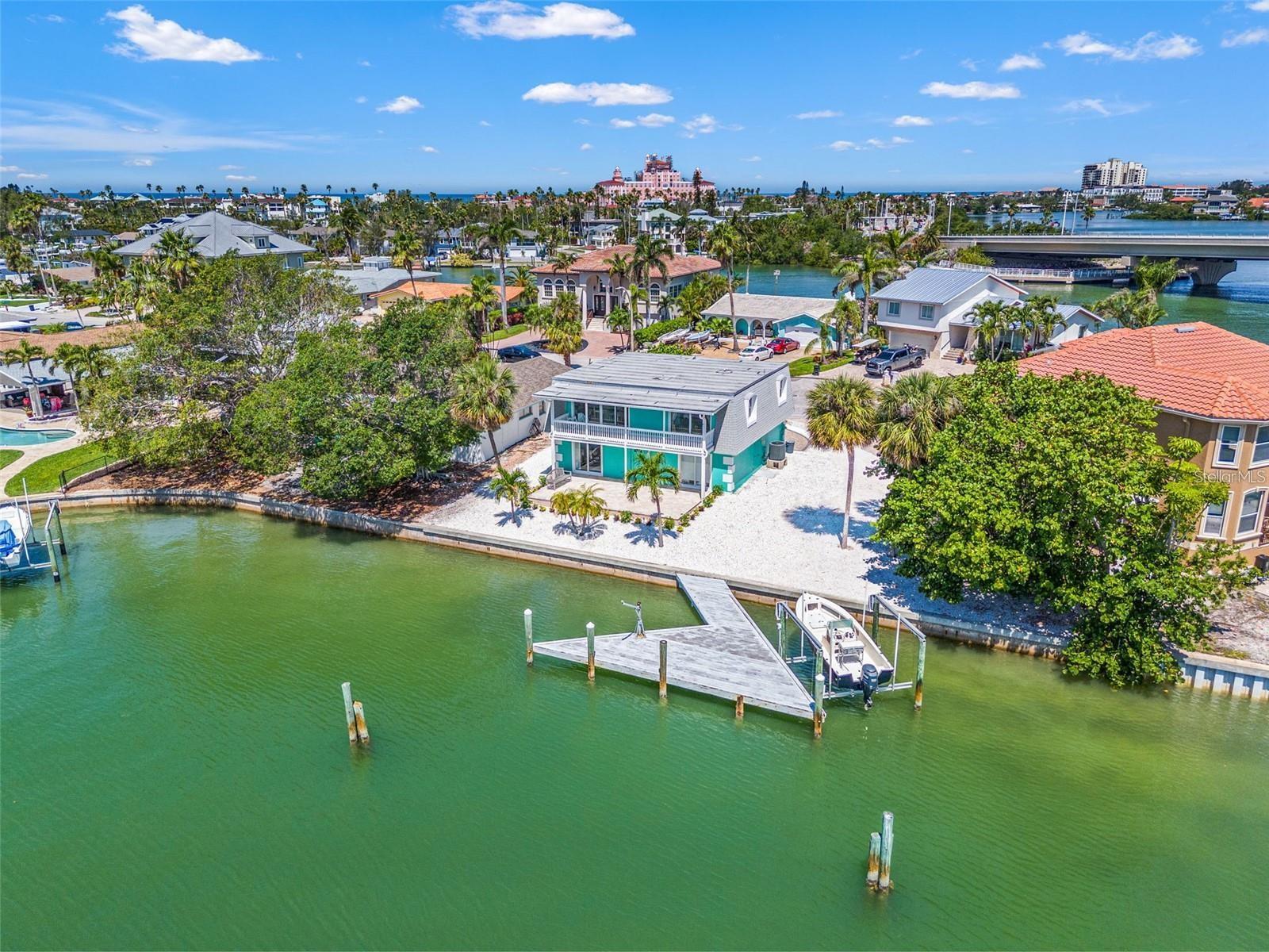 Boat slip and power boat lift