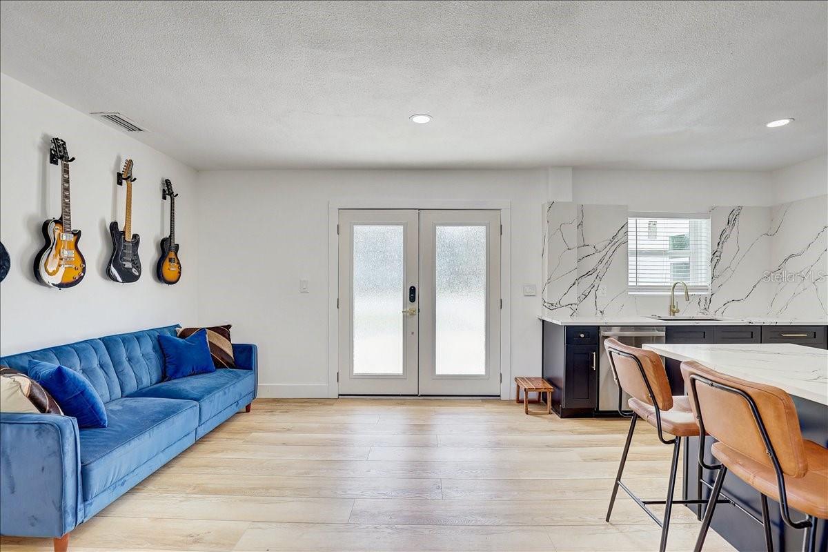 Foyer with double front doors