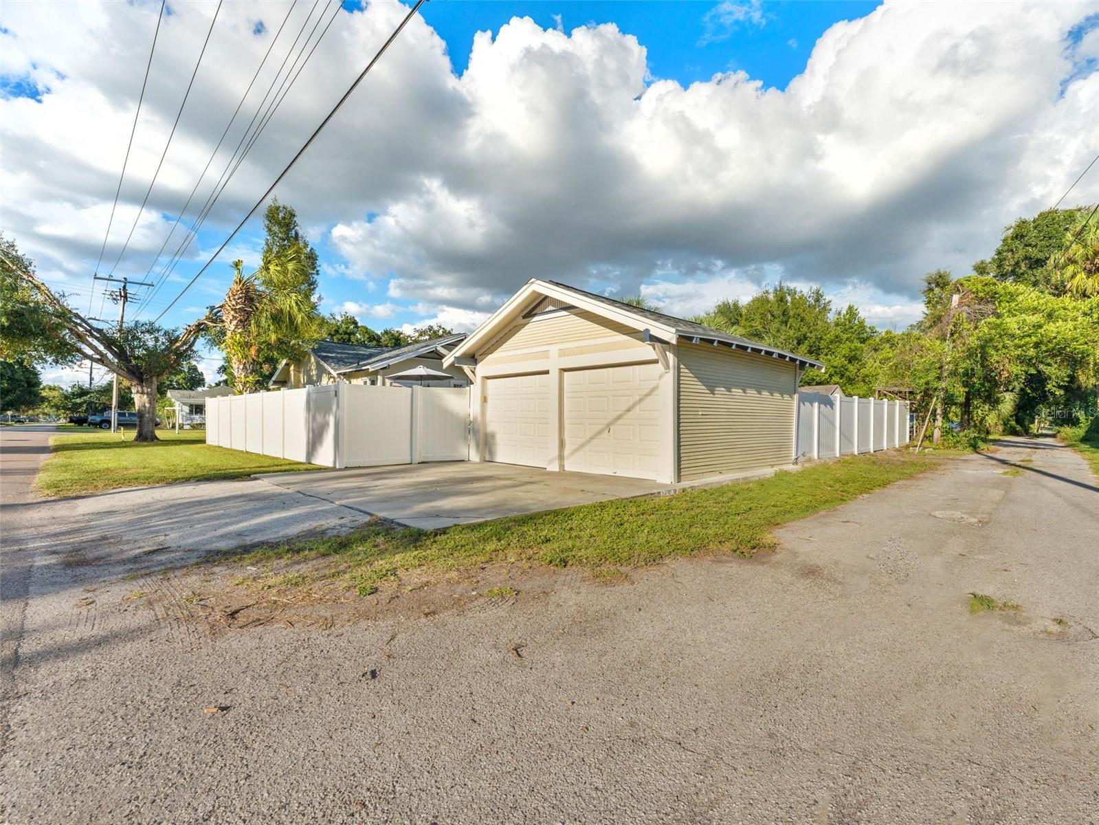 2 car side entry garage; accessible alleyway