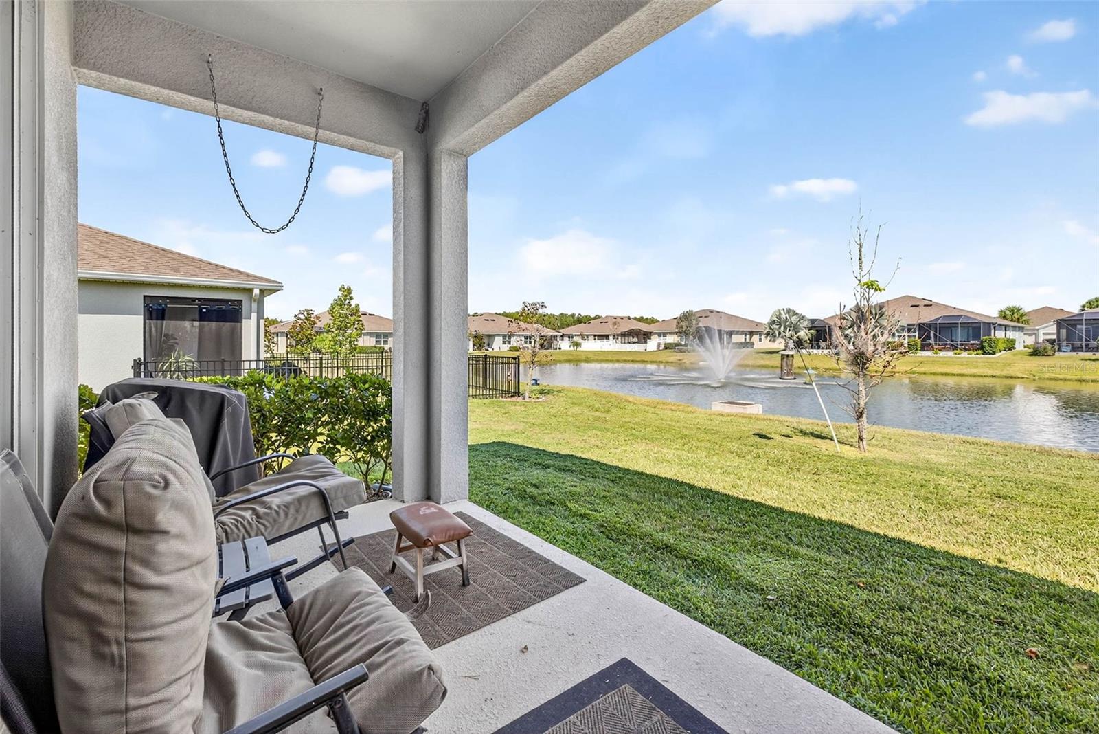 Enjoy outdoor living year round with this view.