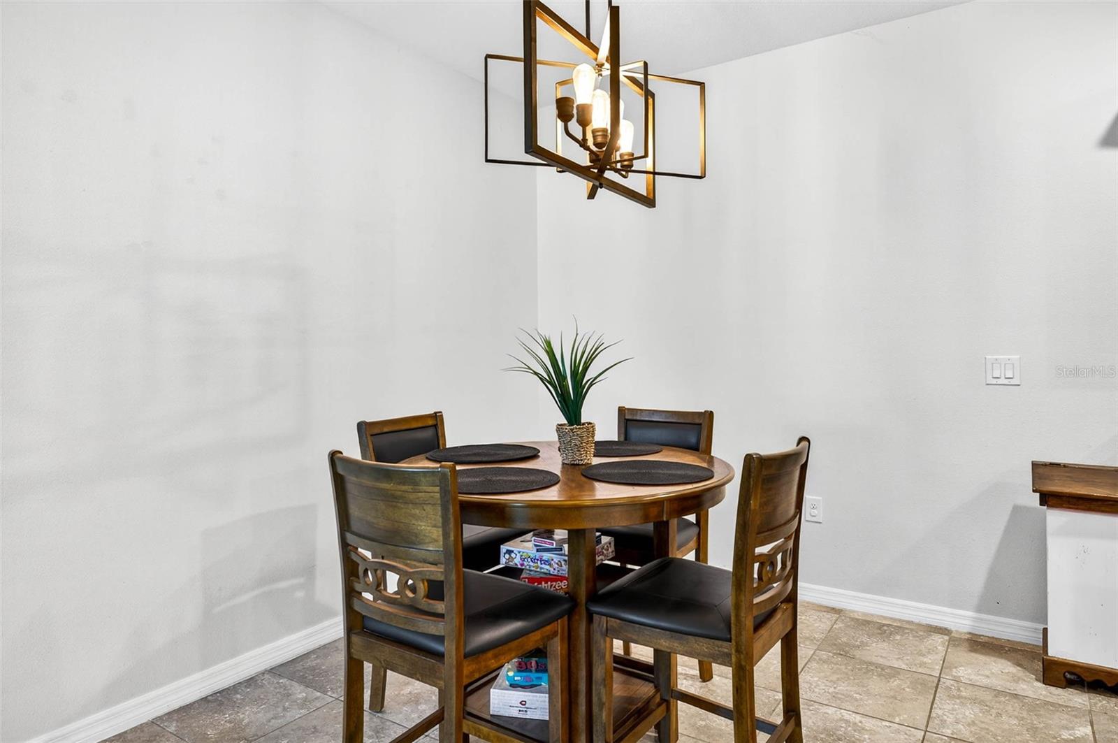Dining area easily fits a table for 4+.
