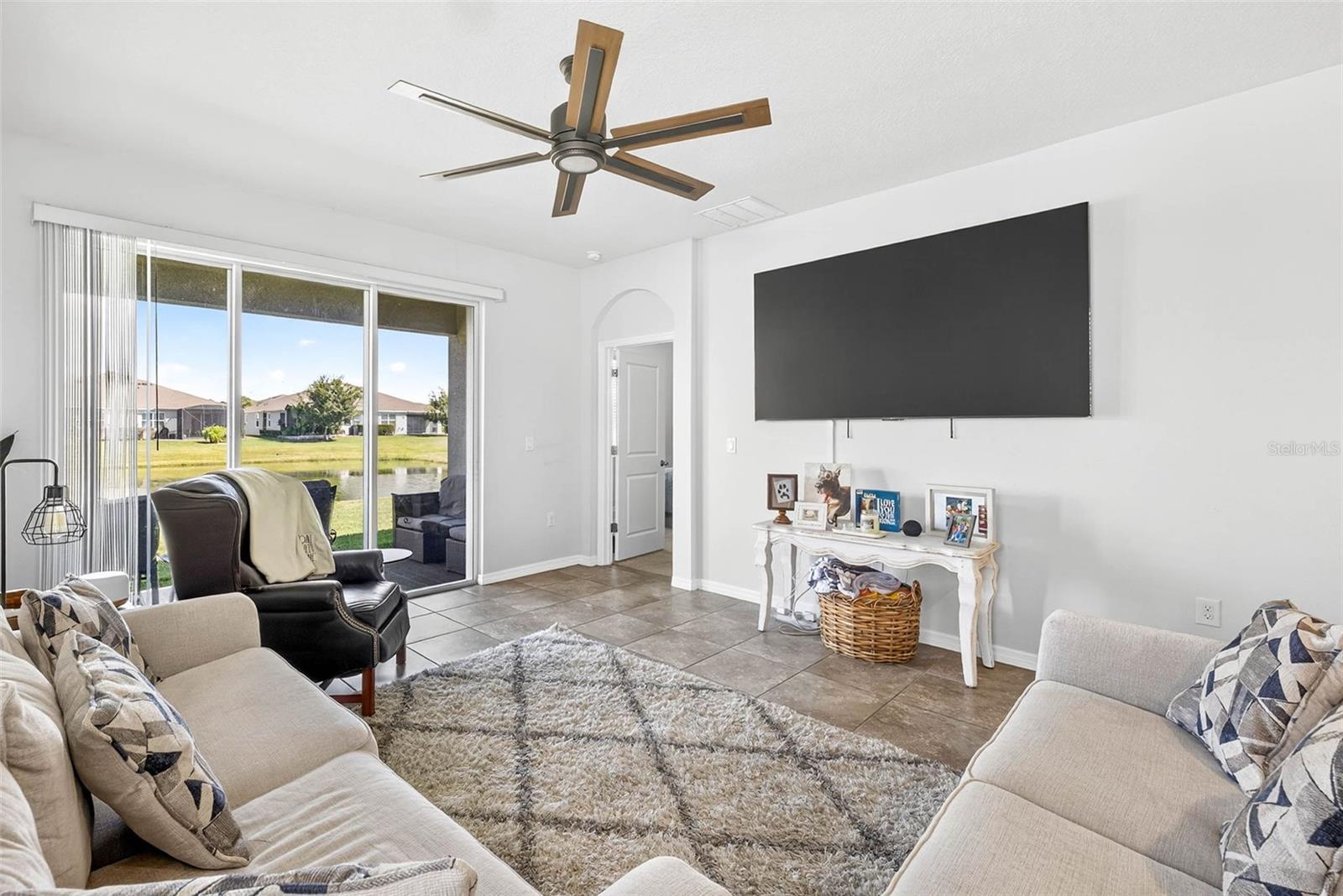 Enjoy pond views from your living room.