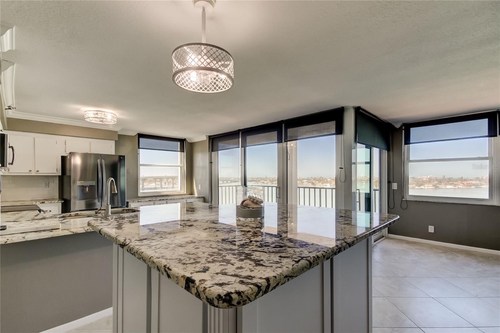 Corner unit with open floor plan and lots of water views