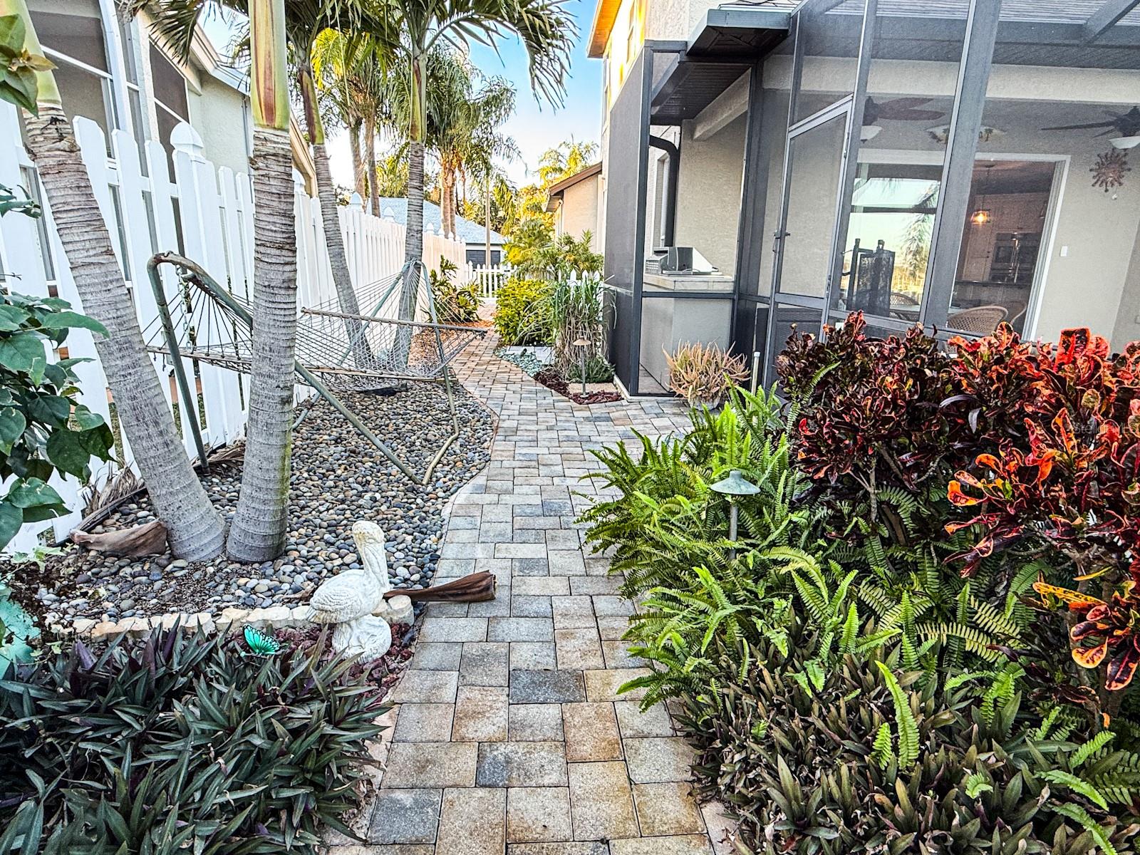 side pathway and powder room entrance