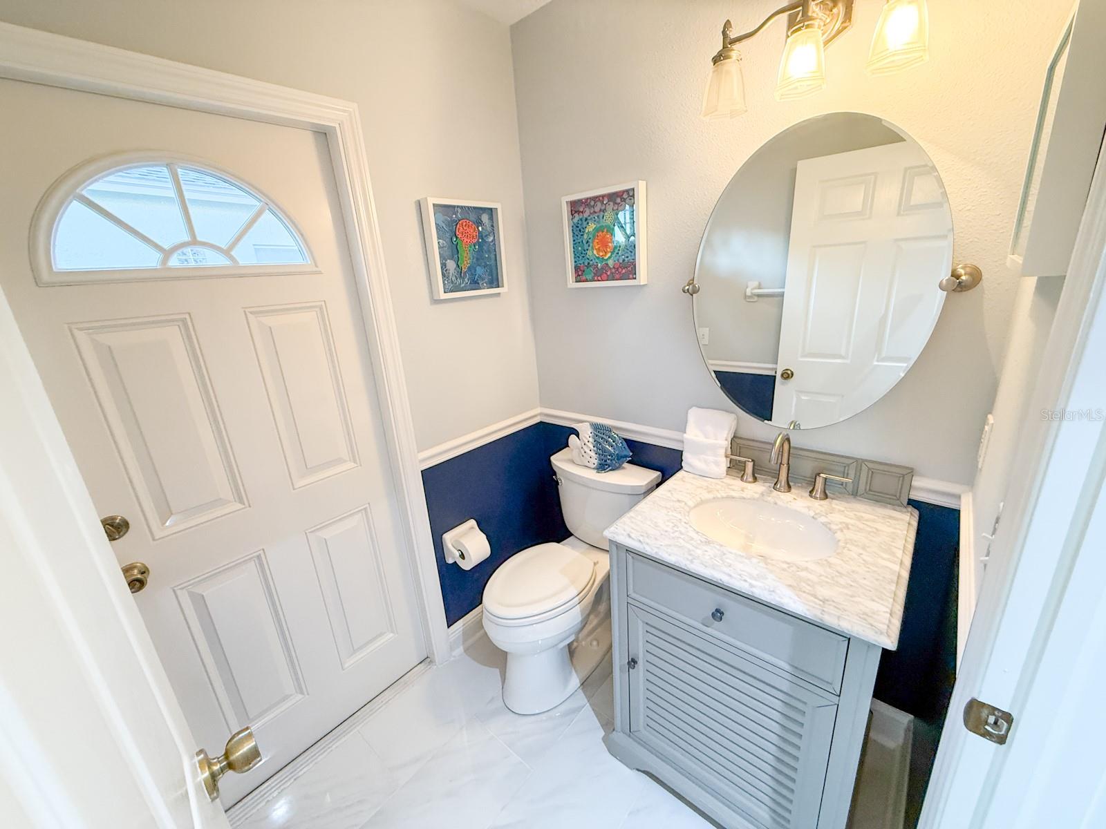 powder room with outside entry