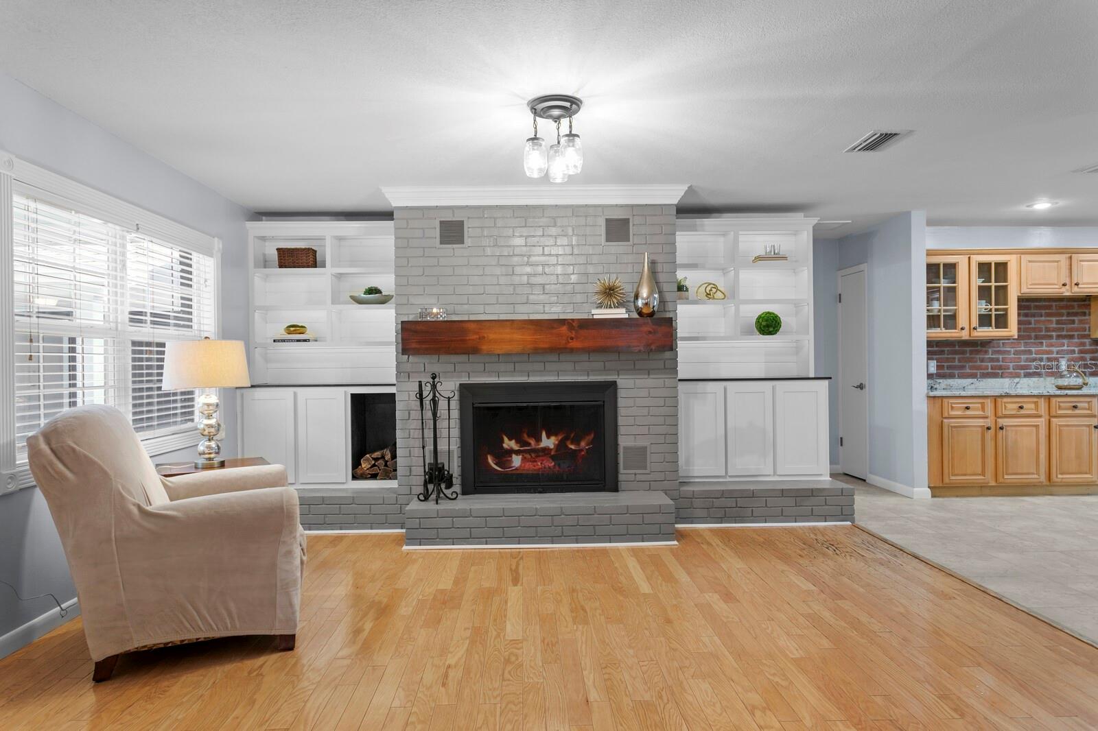 Beautiful wood burning fireplace