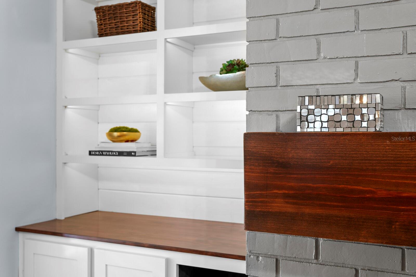 Custom built-in cabinets with lighting