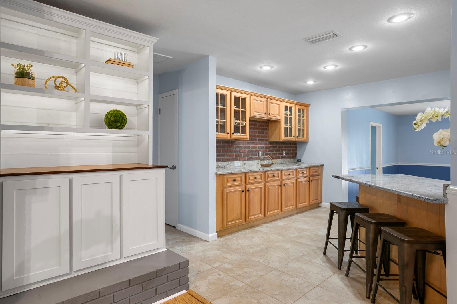 Living room flows into the kitchen