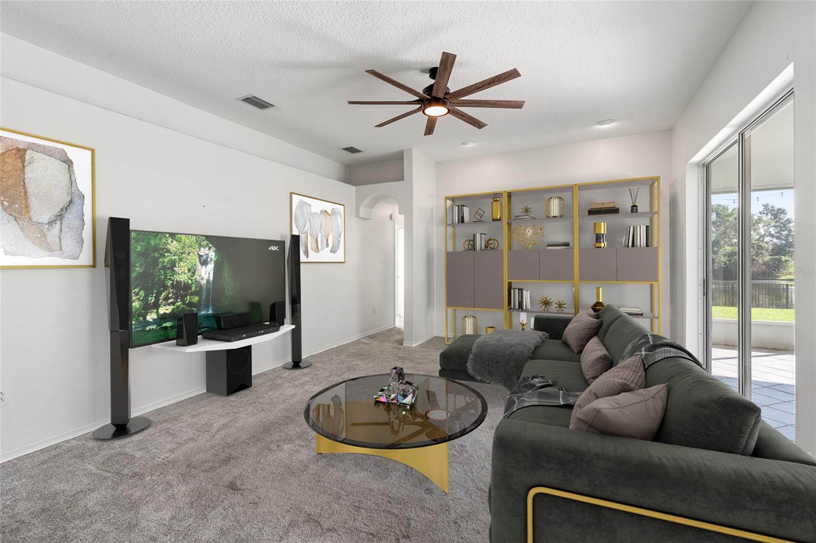Staged Family Room with Sliding Door