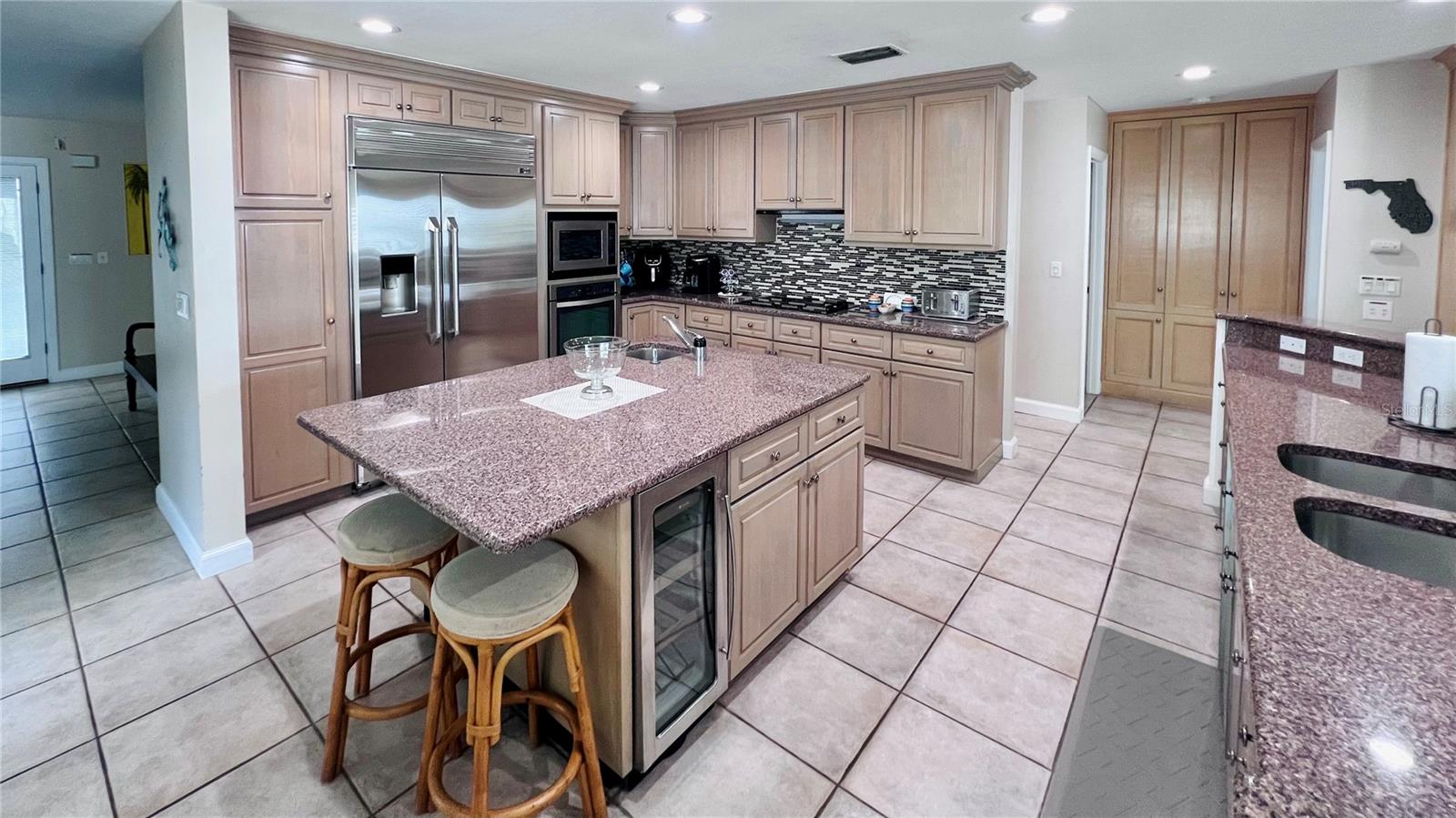 Kitchen Island with ice maker and wine/drink cooler
