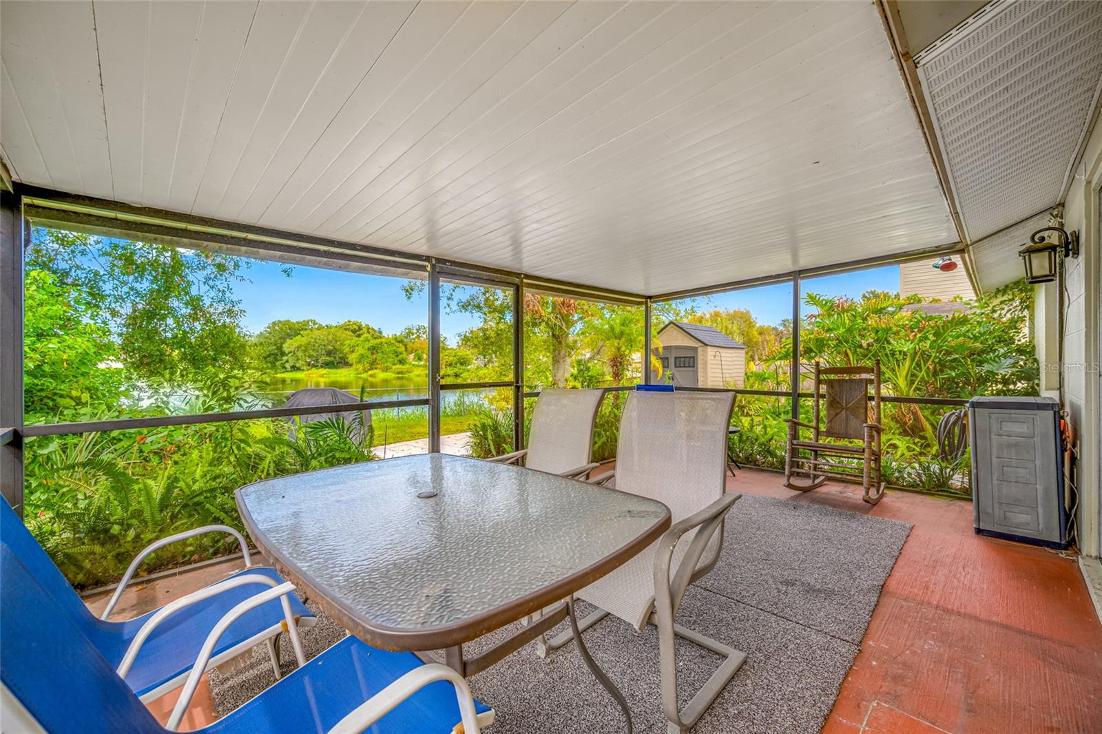 Screen Porch overlooking pond