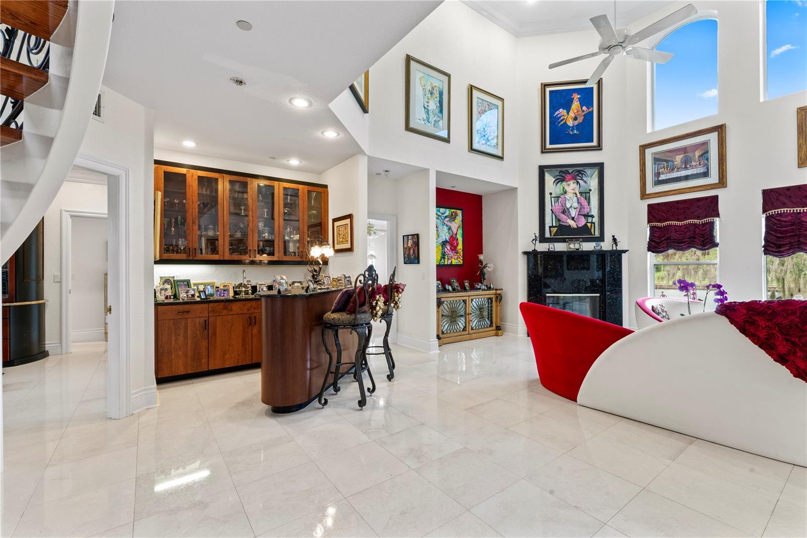 Living Room With Wet Bar