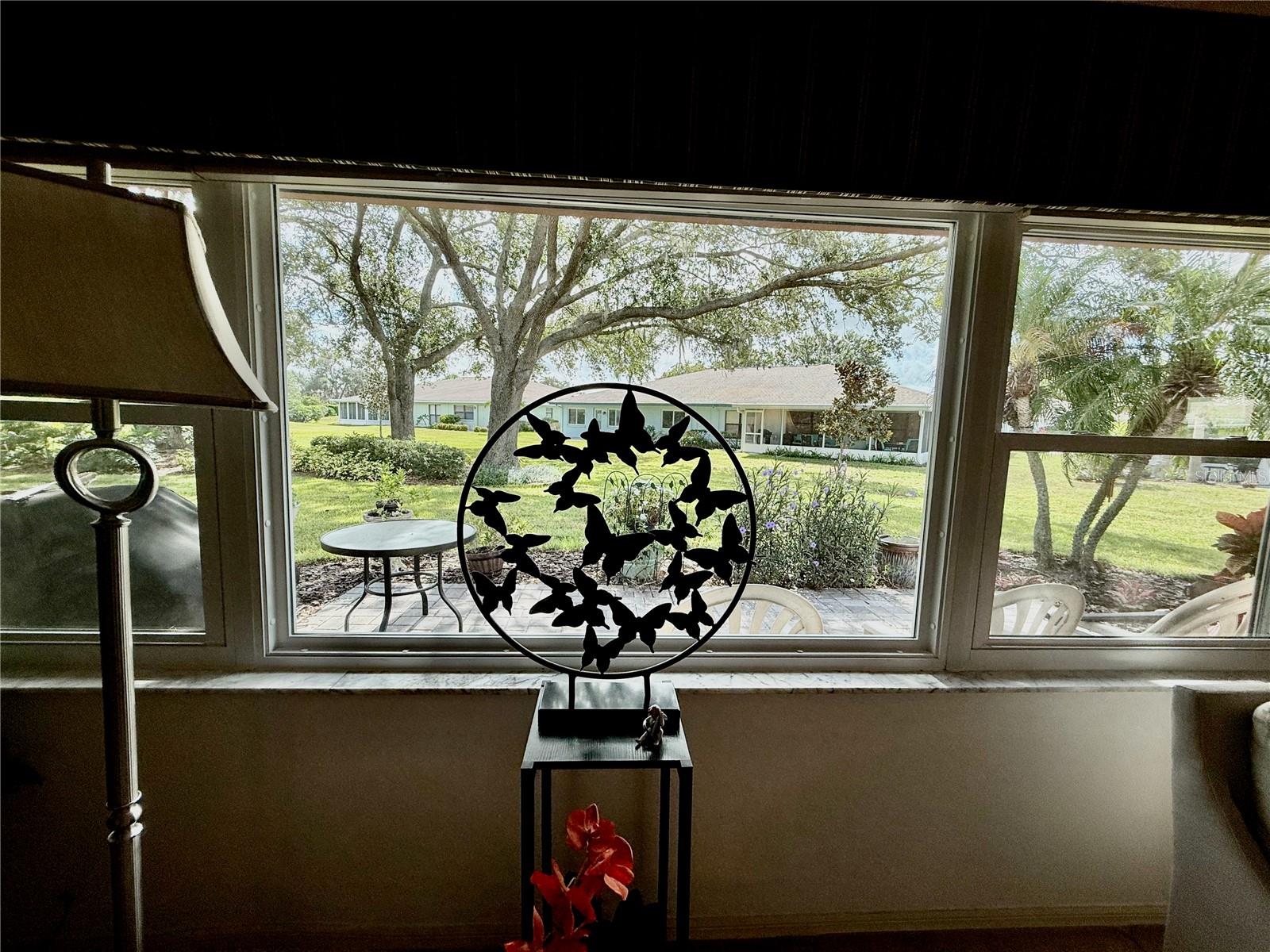 Large picture window with view out back