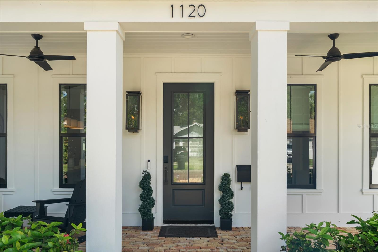 Front Porch with Signature Canopy Gas Lanterns