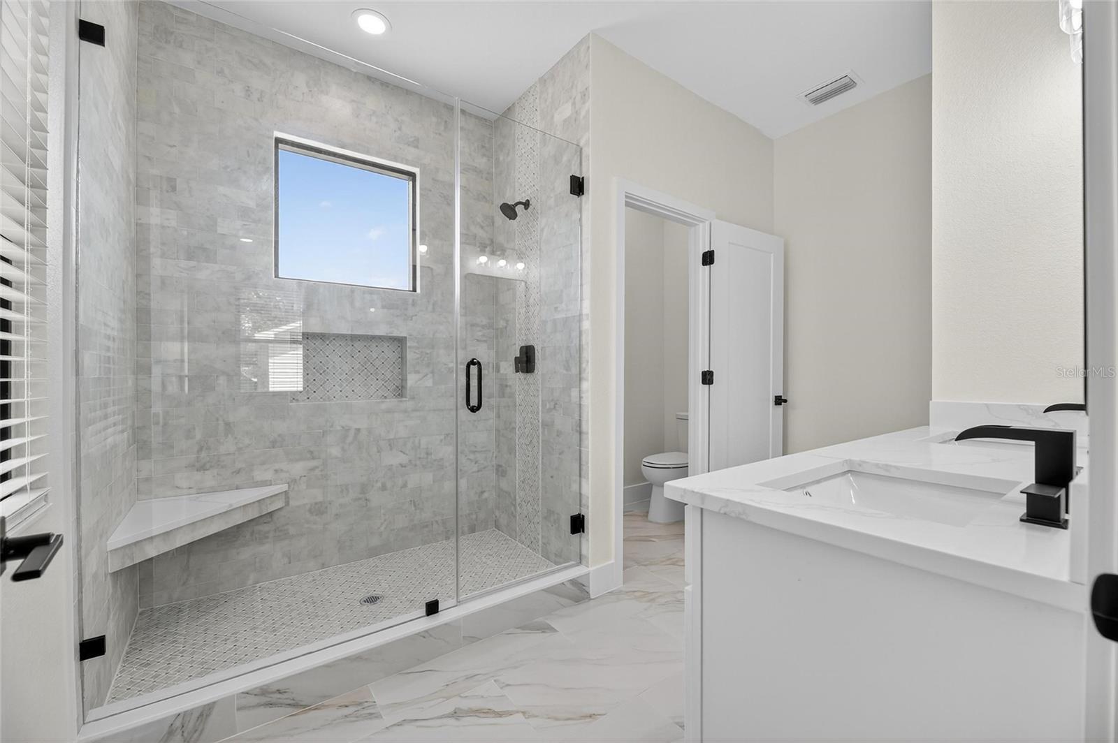 Primary bath-built-in shower bench