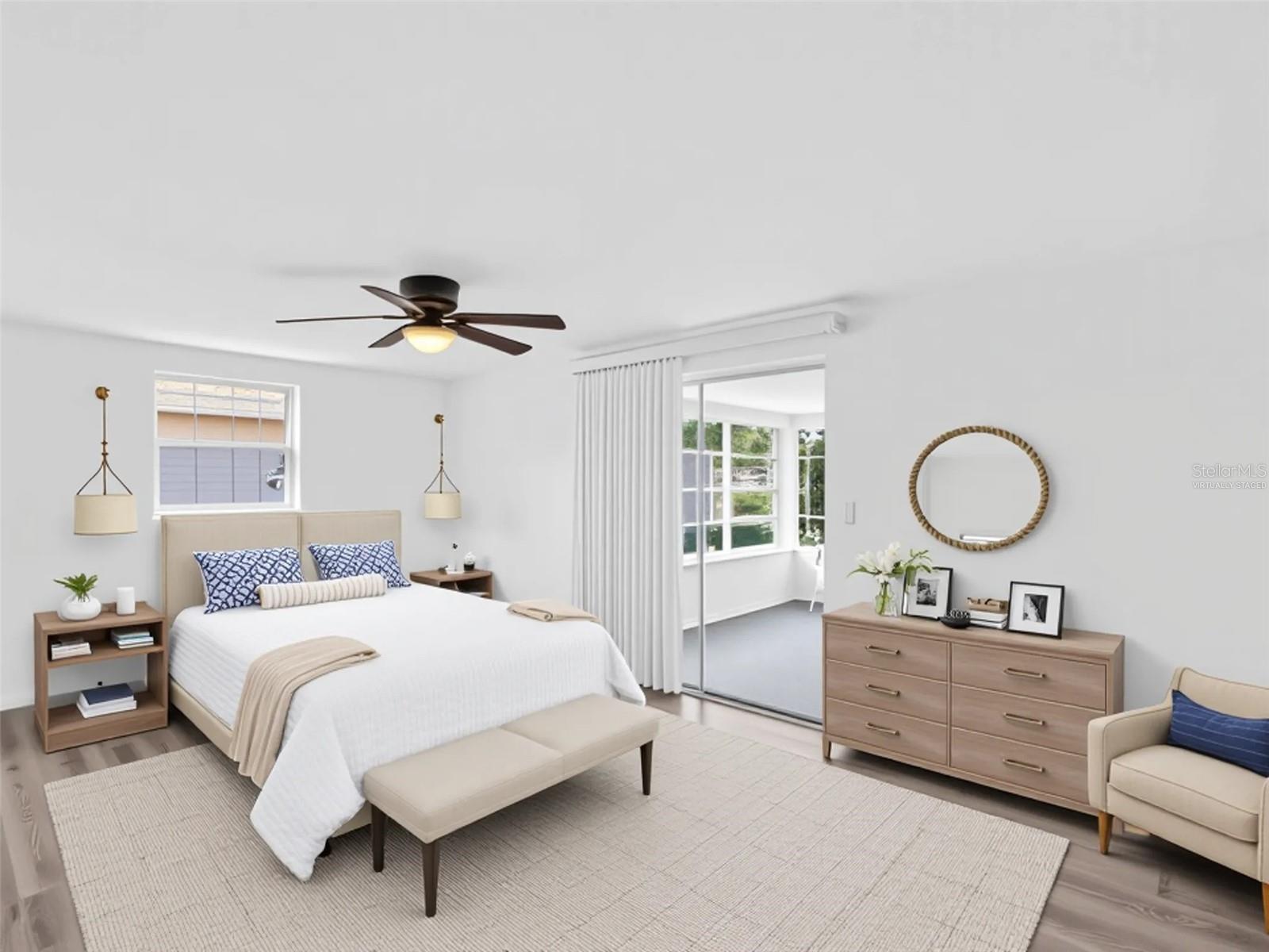 Primary bedroom virtually staged