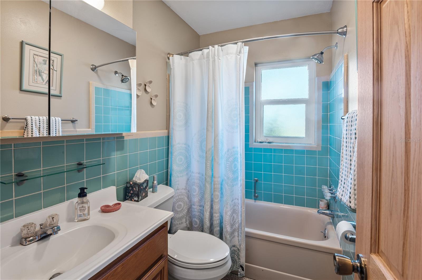Crazy great shape Glass Block Tile bathrooms.