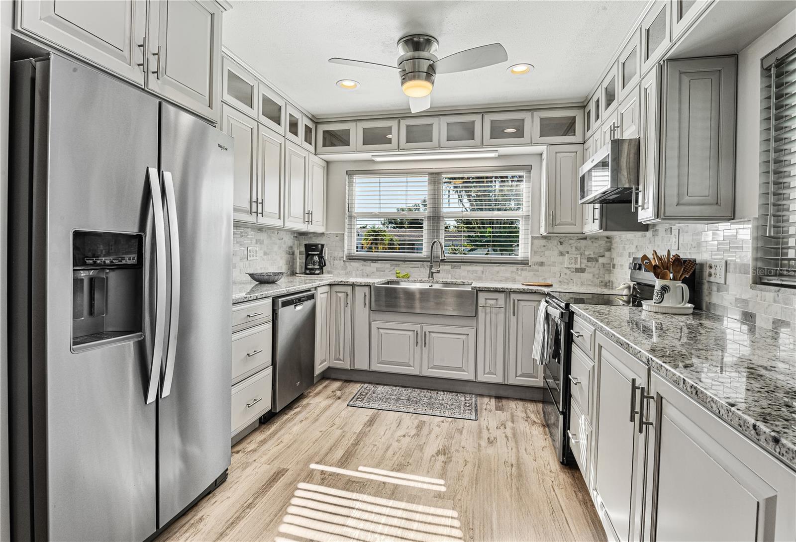 Custom cabinetry, soft close hinges all done in 2024. New stainless steel Top-Of-The-Line matching appliances.
