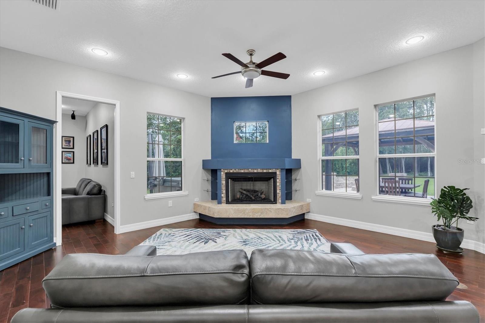 Family room with gas fireplace