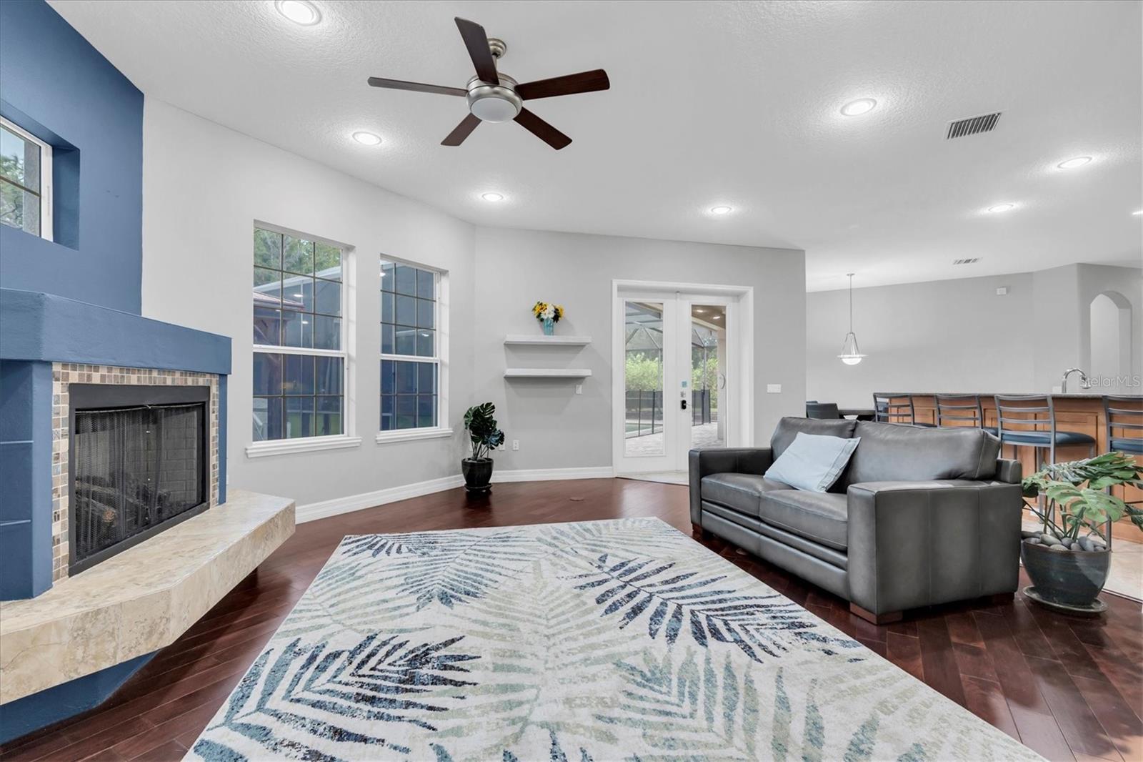 Family room next to kitchen