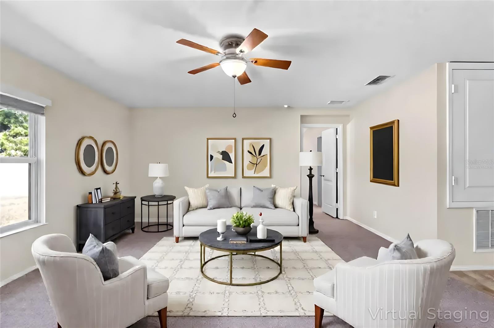 virtually Staged Family /Living Room