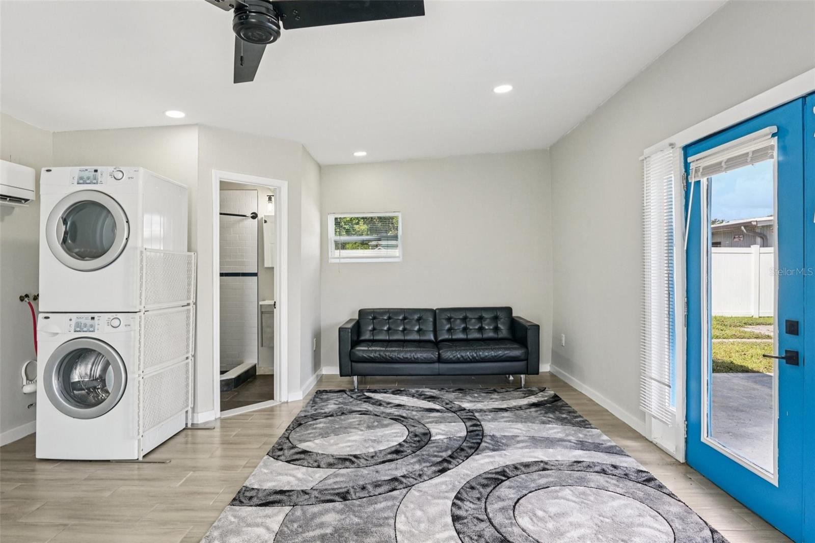 Detached Studio with separate AC, Laundry, Kitchenette and full bathroom.