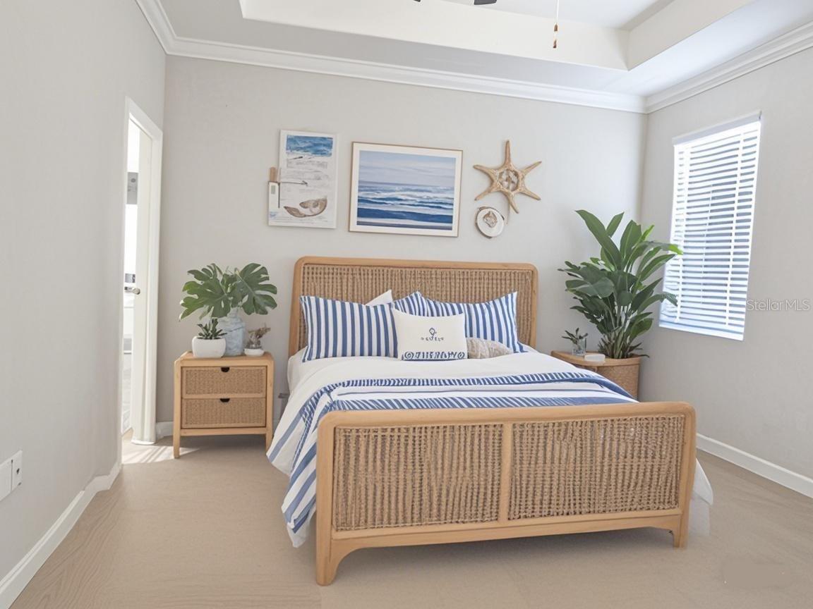 Master bedroom staged