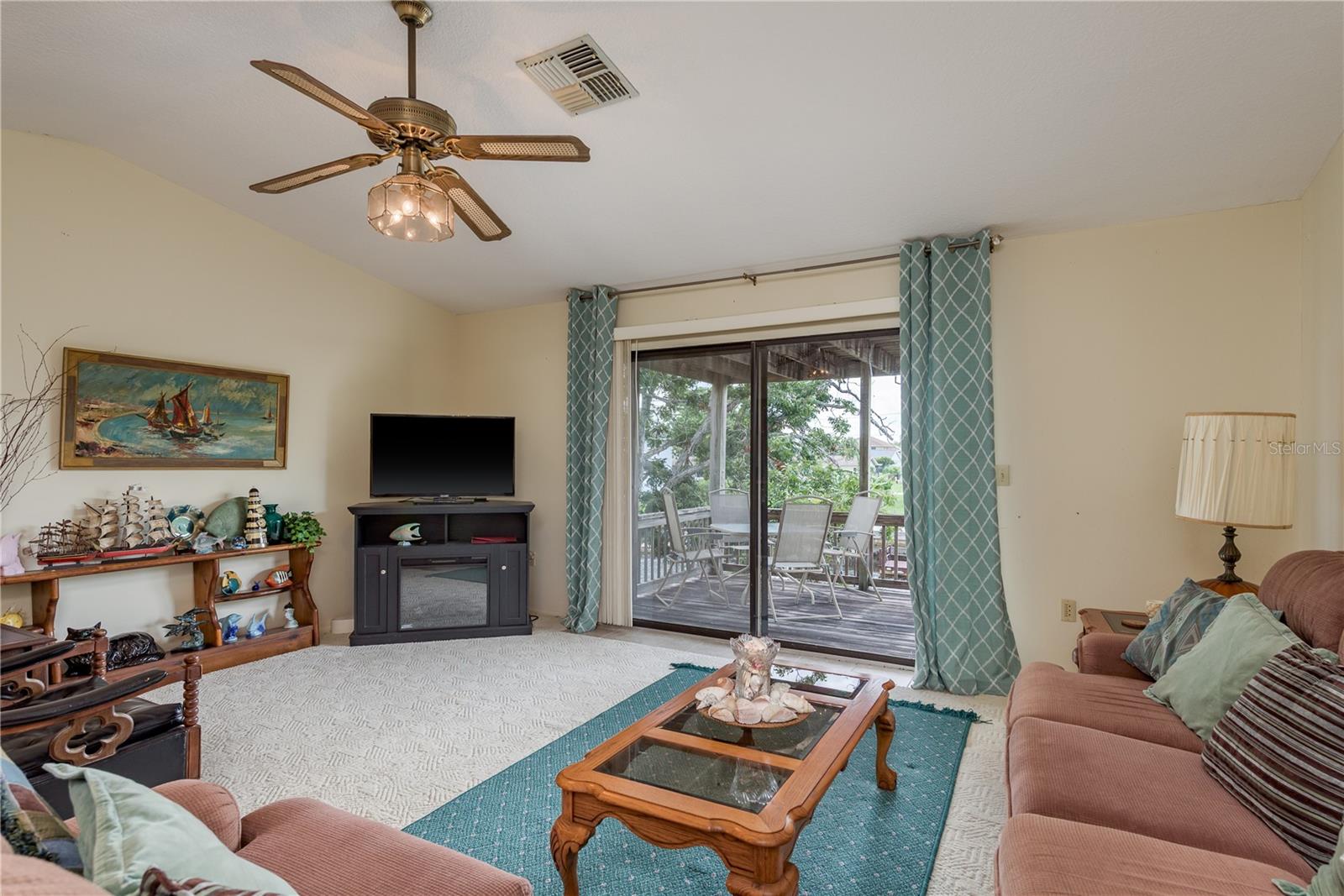 Living room with deck access