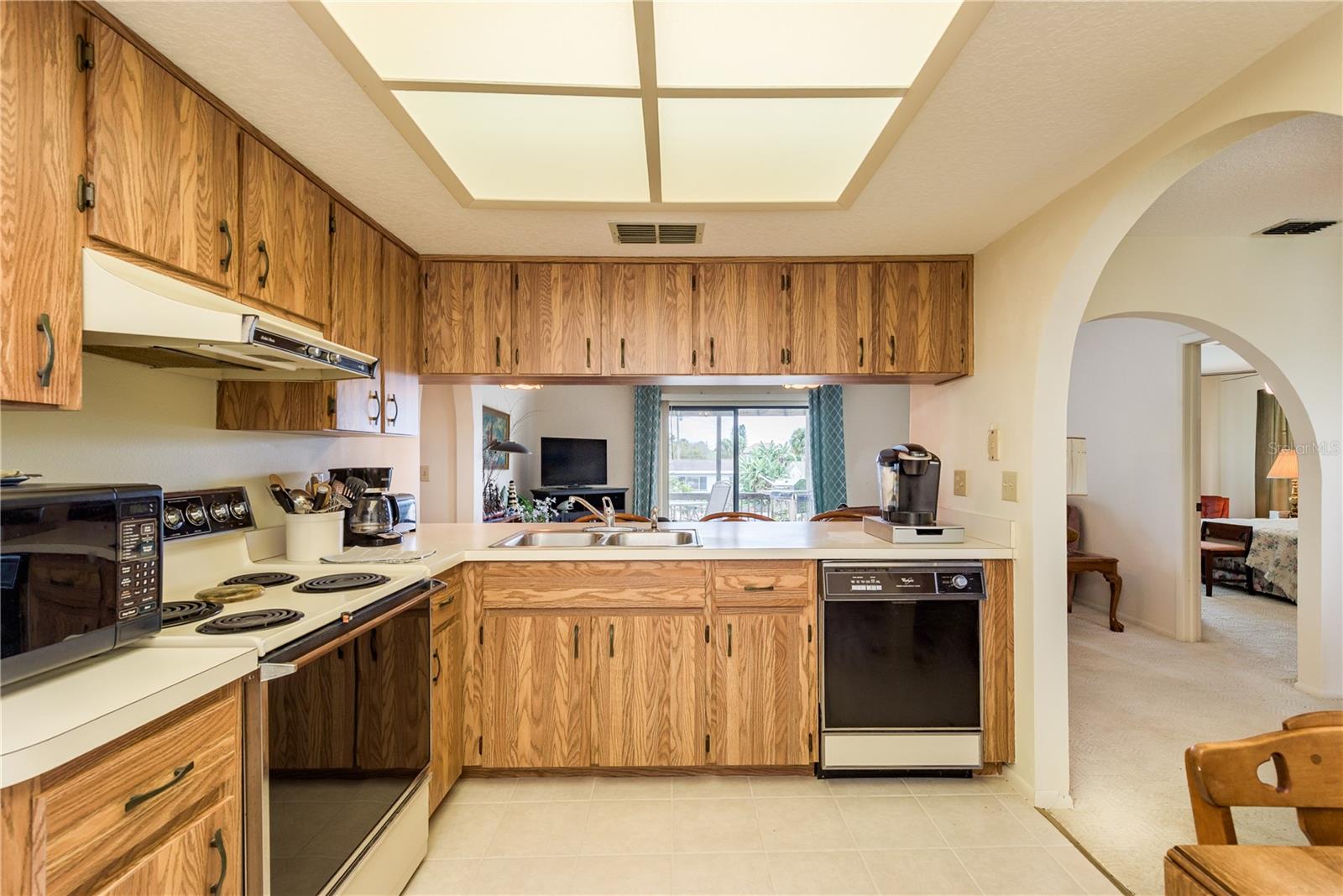 Kitchen has lots of storage space