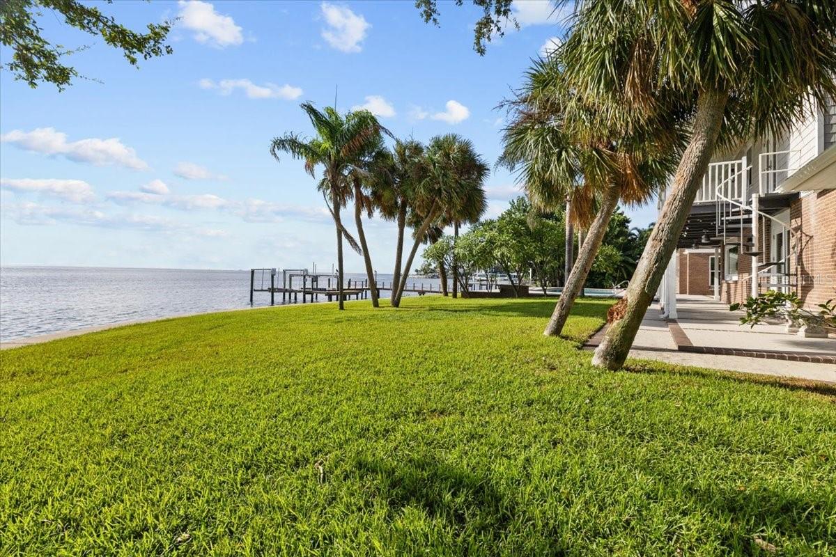 big private yard with open bay views