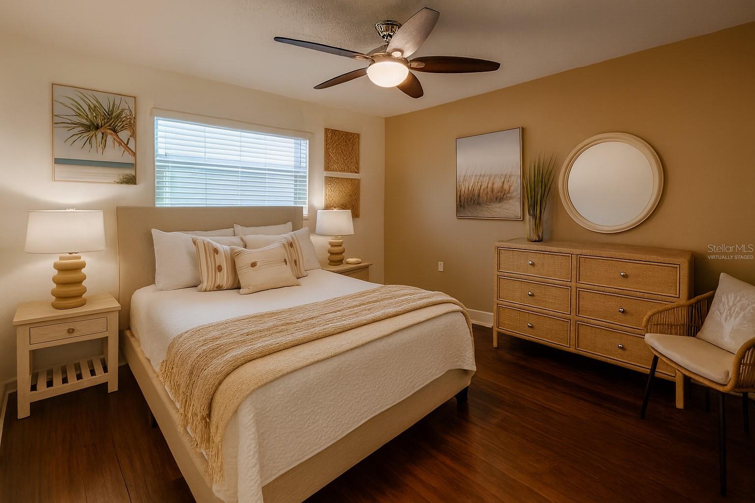 Primary bedroom virtually staged
