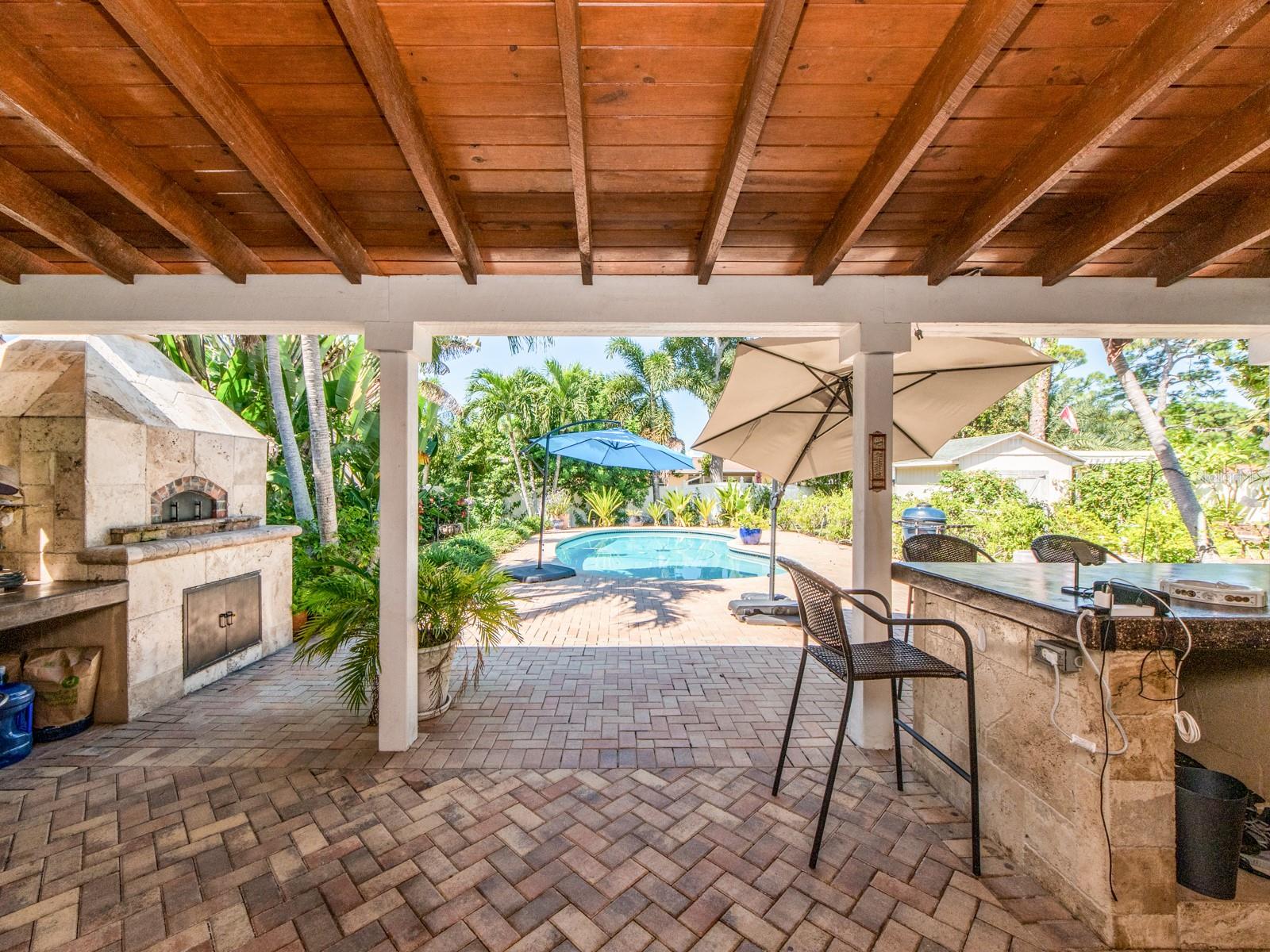 Covered pavered patio