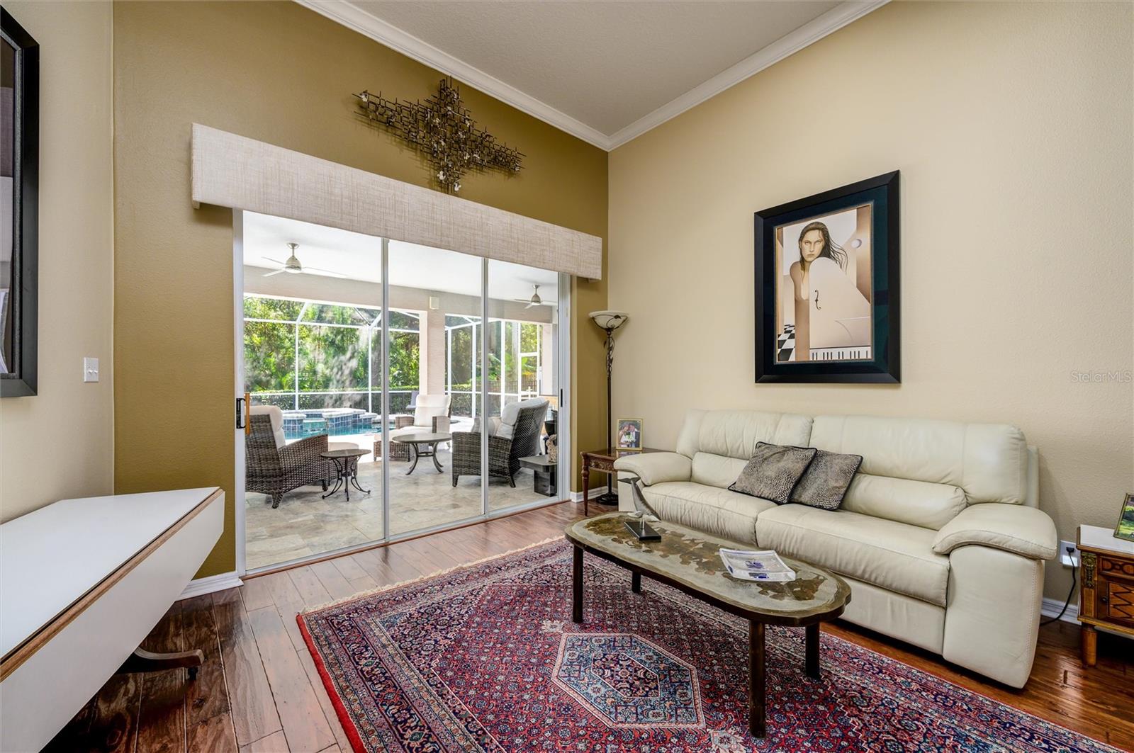 Formal Living Room with high ceiling