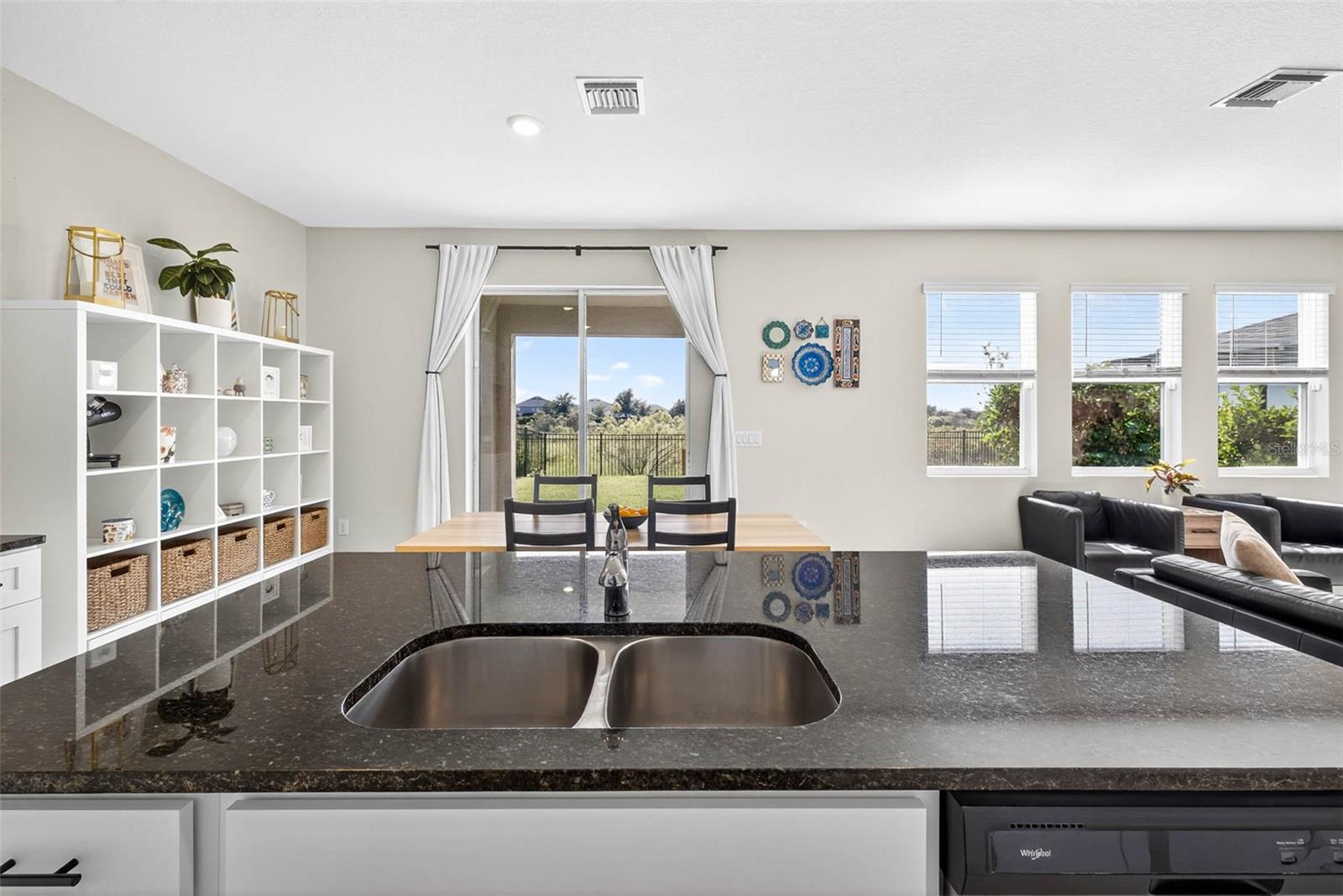 Views from the kitchen island.