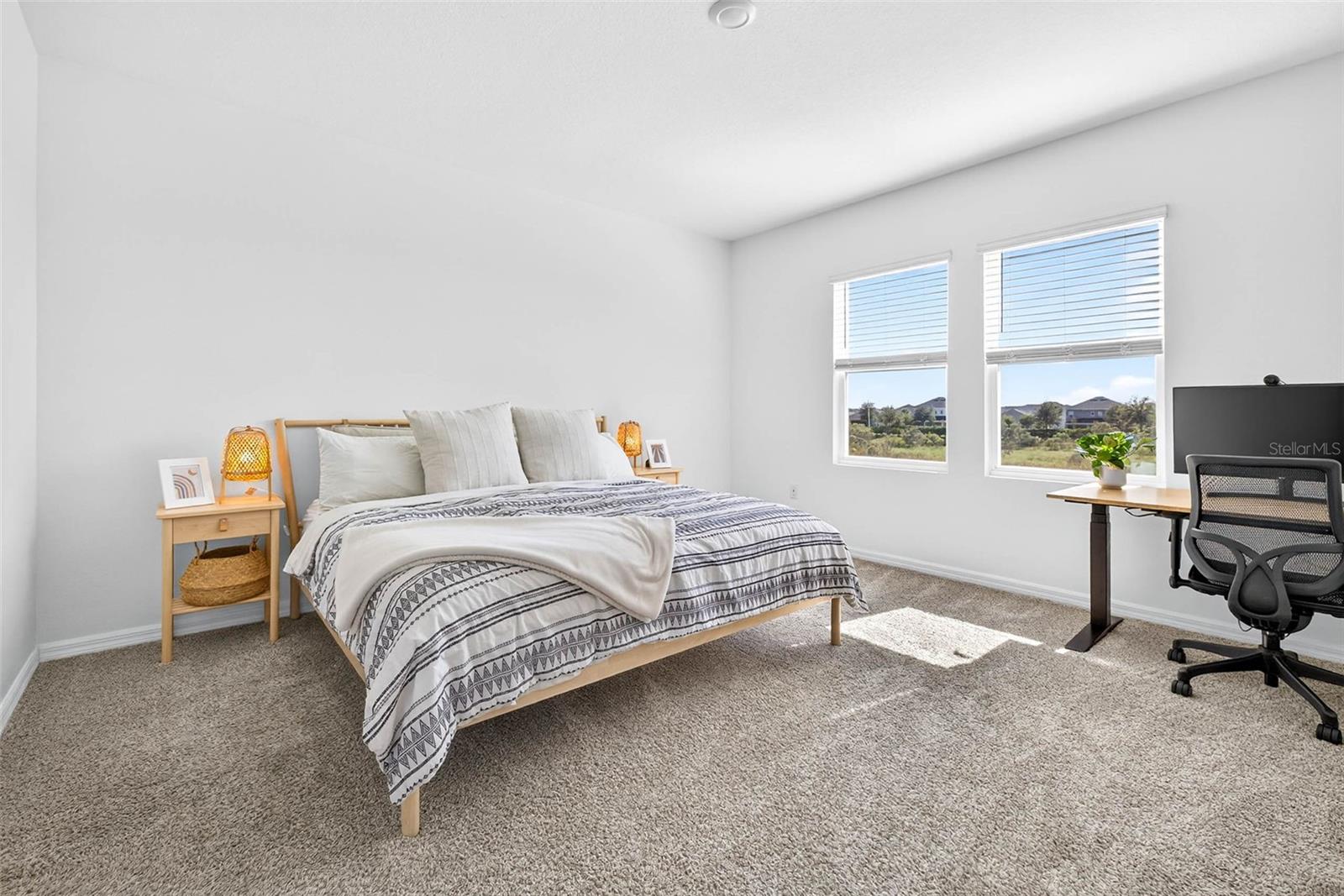 Primary bedroom with ensuite bath and walk-in closet.