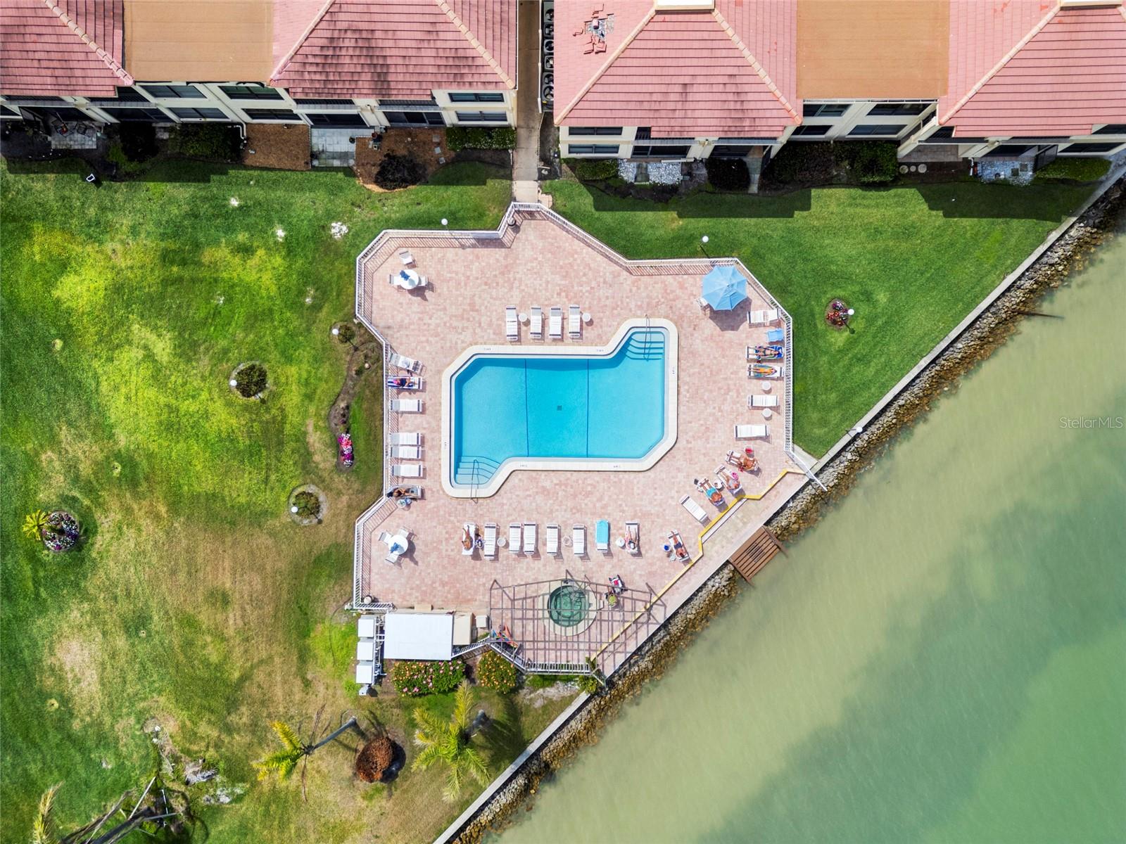 Aerial View of Community Pool and Hot Tub