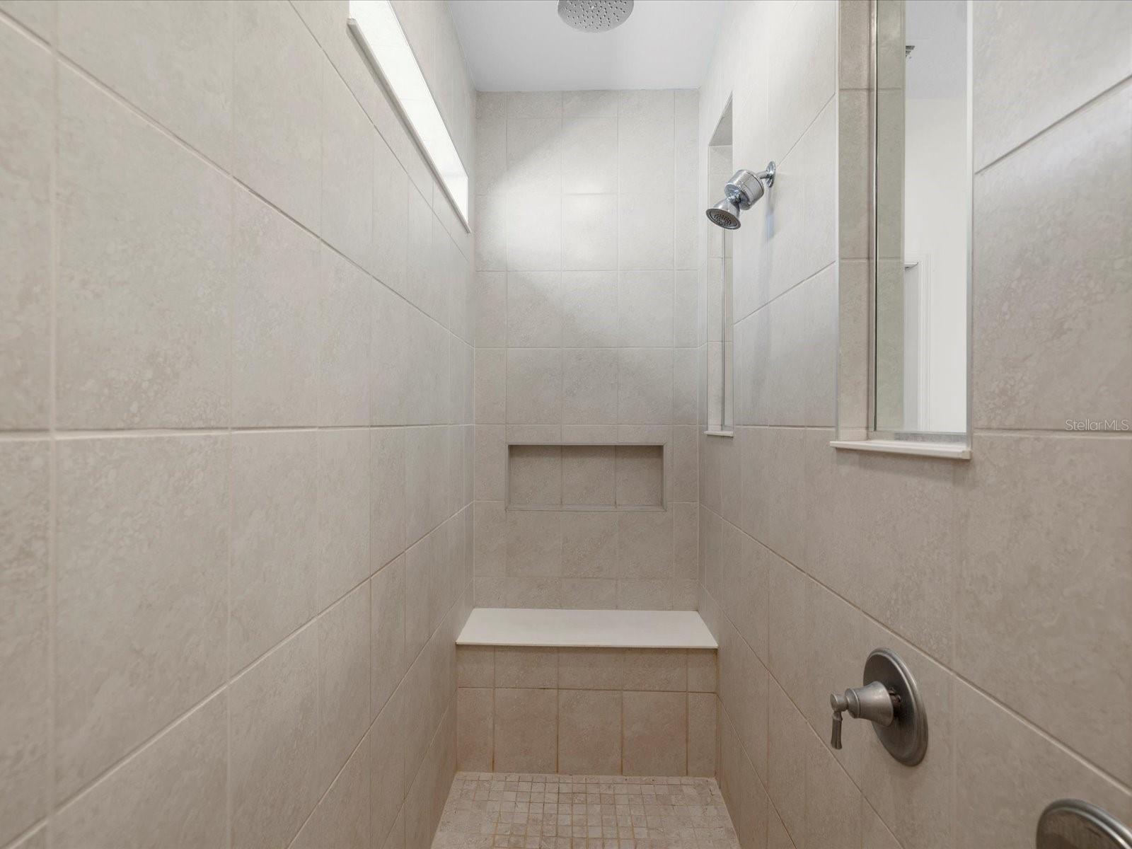 Dual shower head, oversized walk in shower