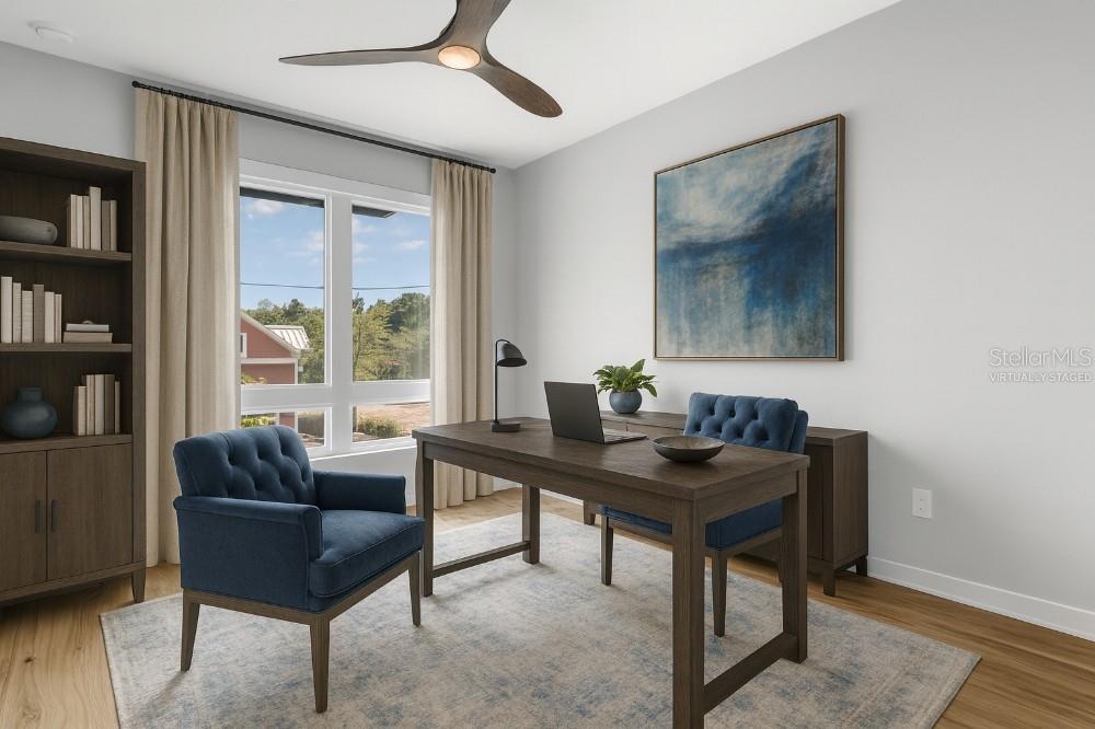 Virtually Staged Bedroom 3 as Home Office