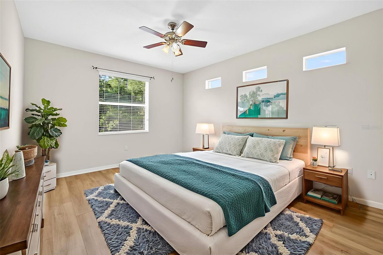 Virtual staged primary bedroom