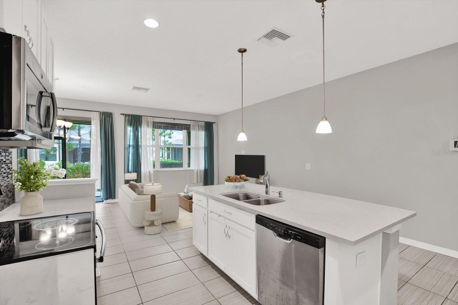 Kitchen and Living Virtual Staging