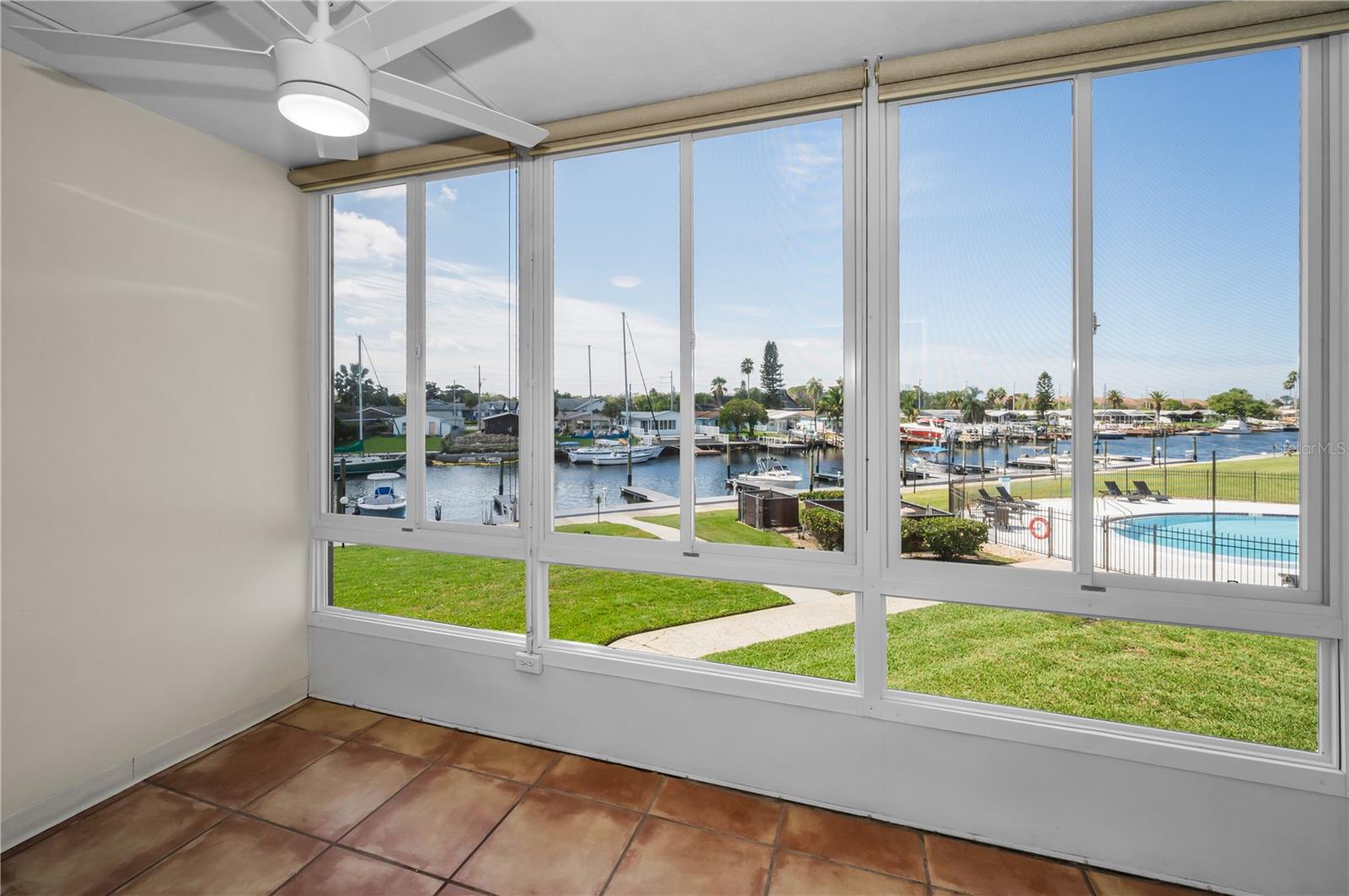 Lanai view, sliding windows with screens