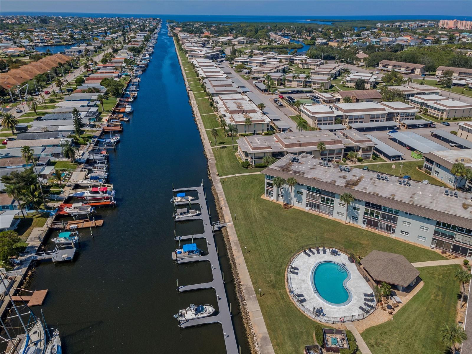 Aerial view of channel leading to Gulf