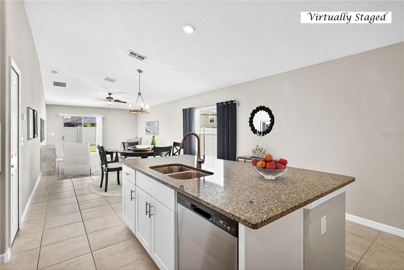 kitchen to dining virtually staged