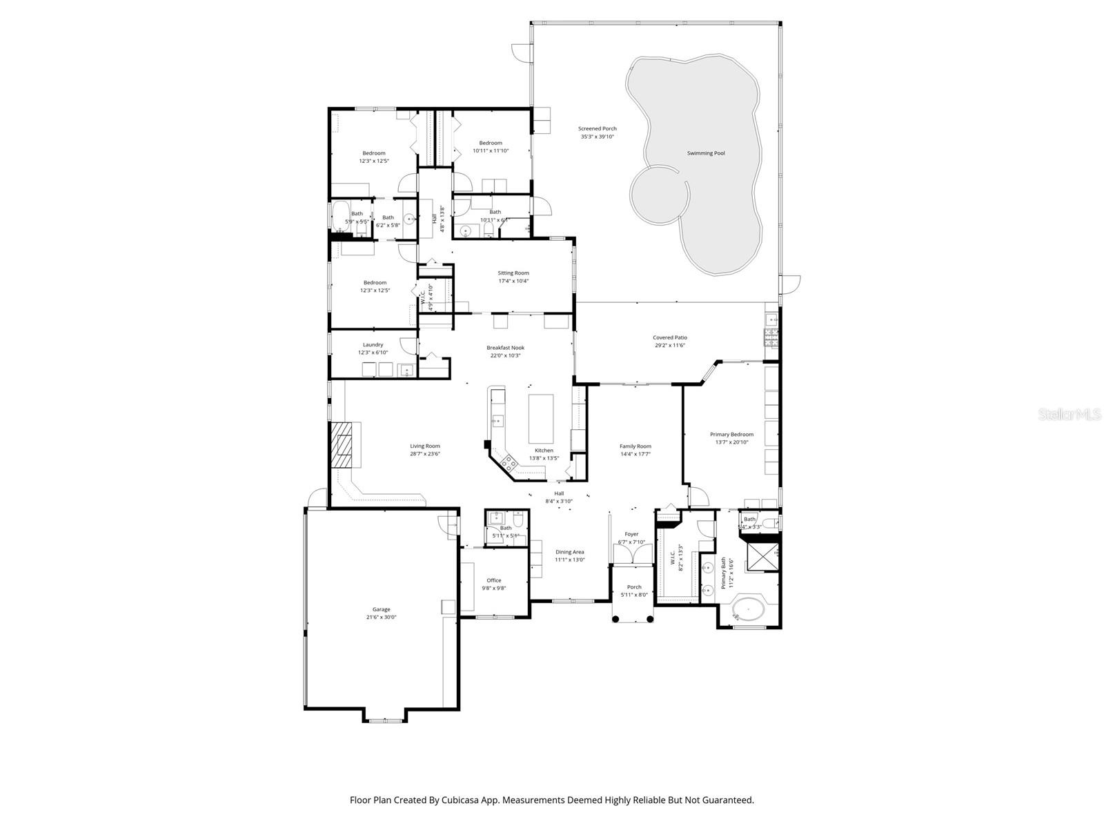 Idyllic floorplan with 4 bedrooms, an office, bonus room off the kitchen and two living spaces.